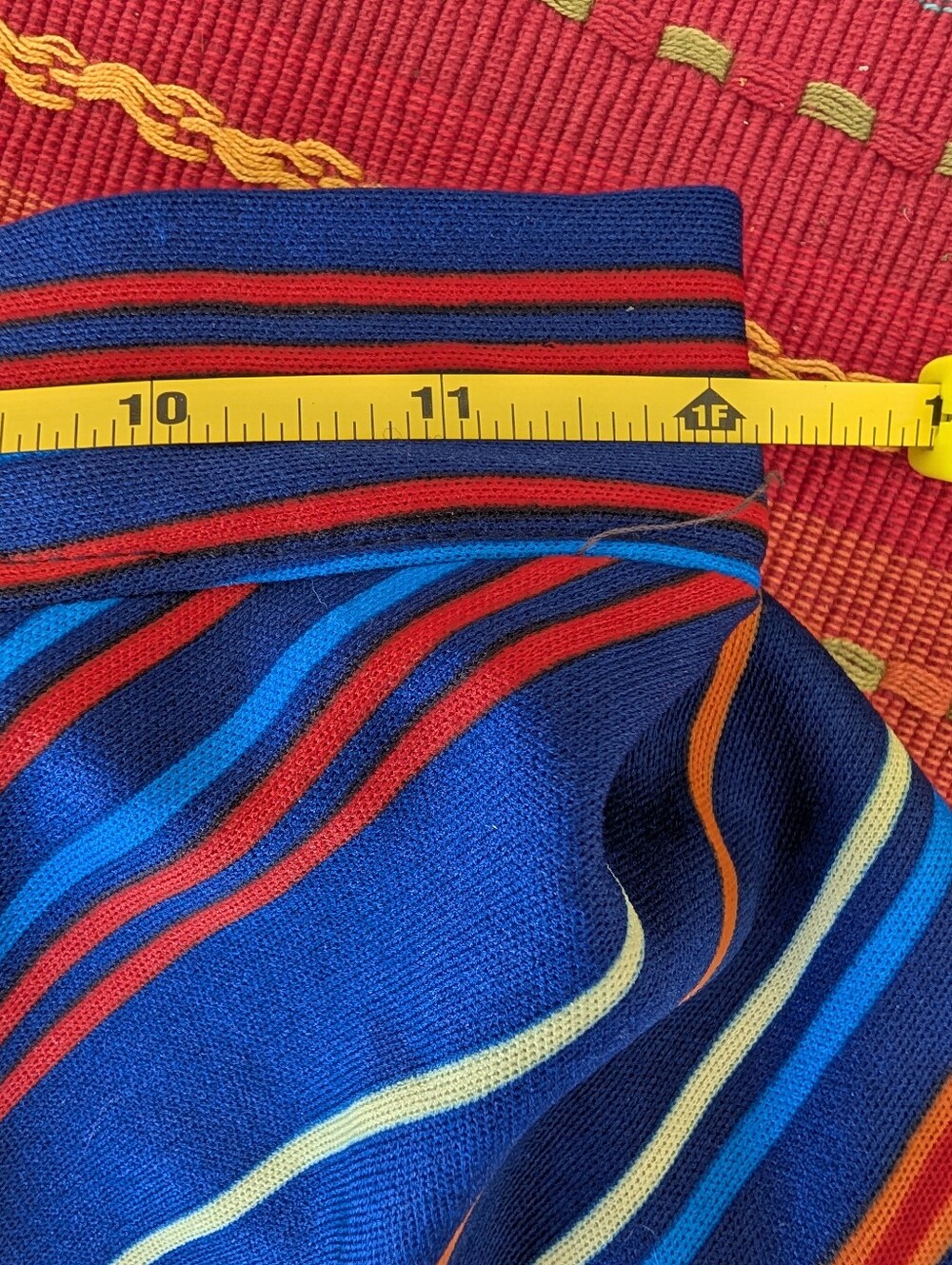 Vintage Maxi Skirt From 1972 Polyester Striped Navy and Red A-Line Maxi Skirt S - Picture 4 of 4